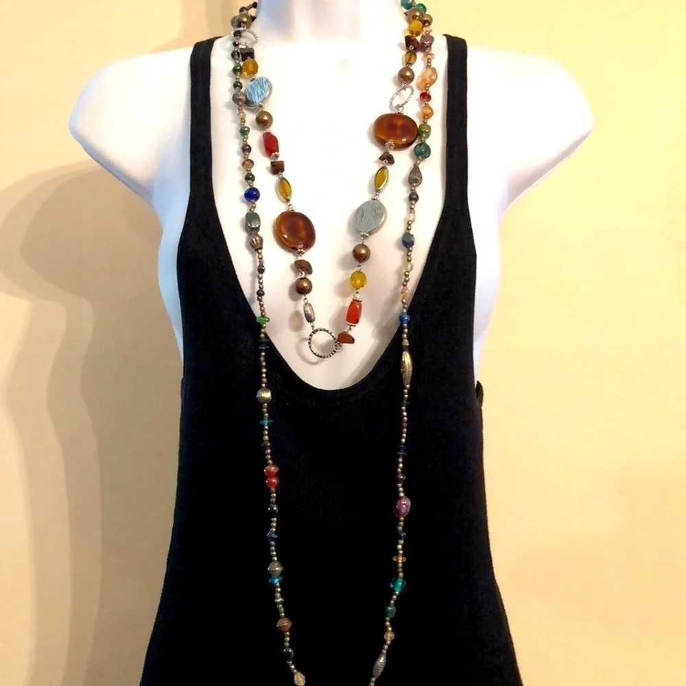 CURATED bundle glass ceramic beads necklaces vintage and modern boho statement